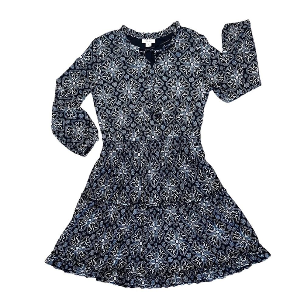 STYLE & CO. Black White Print Long Sleeve Knee Length Dress Women’s Size Medium